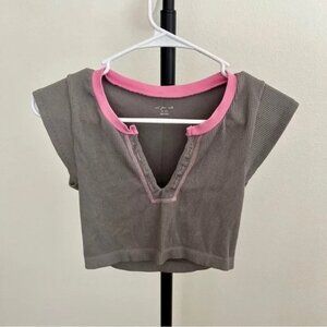 Urban Outfitters Out From Under Go For Gold Gray Pink Seamless Crop Top